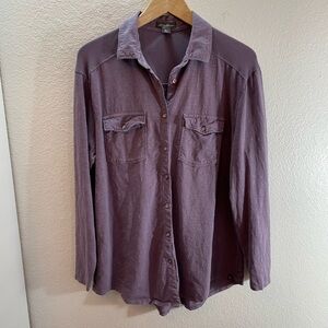 Eddie Bauer Purple 100% Cotton Quality Made Button Down Women XL